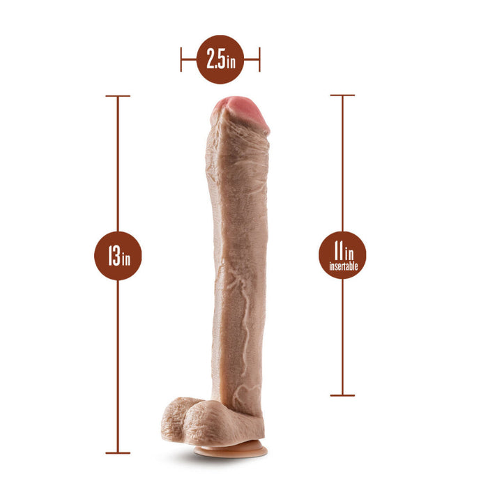 Eden 13" Long Beige Realistic Dildo With Balls & Suction Cup Base