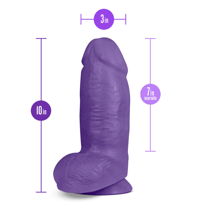 Eden 10" Long Purple Thick Realistic Dildo With Balls & Suction Cup Base