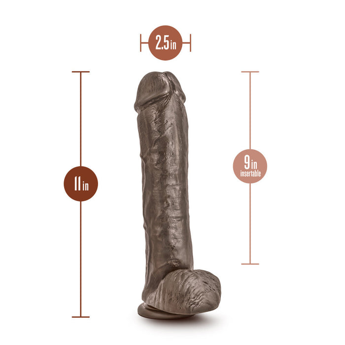 Eden 11.5" Long Brown Realistic Dildo With Balls & Suction Cup Base