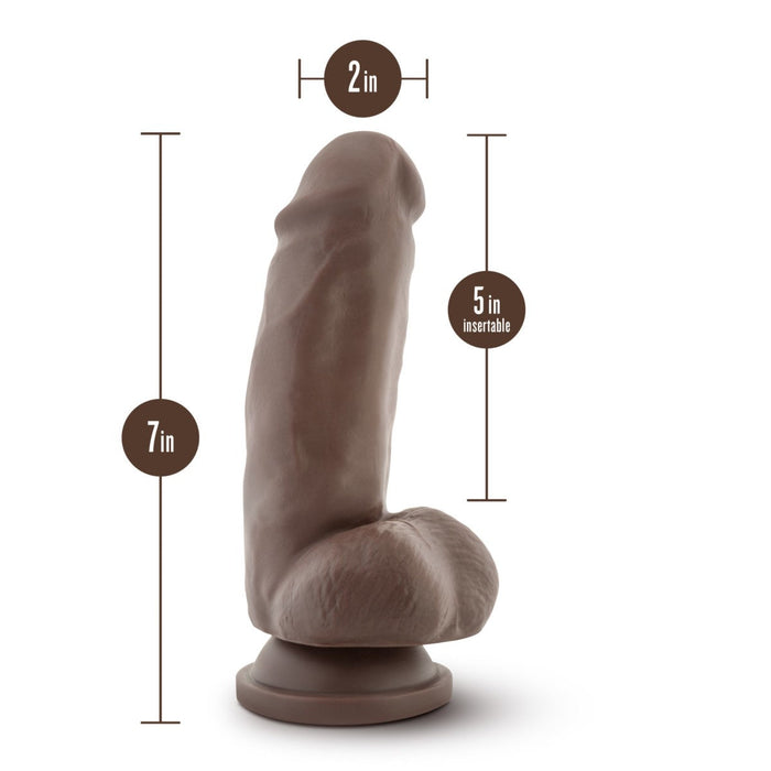 Eden 7" Long Brown Ridged Suction Realistic Dildo With Balls & Suction Cup Base