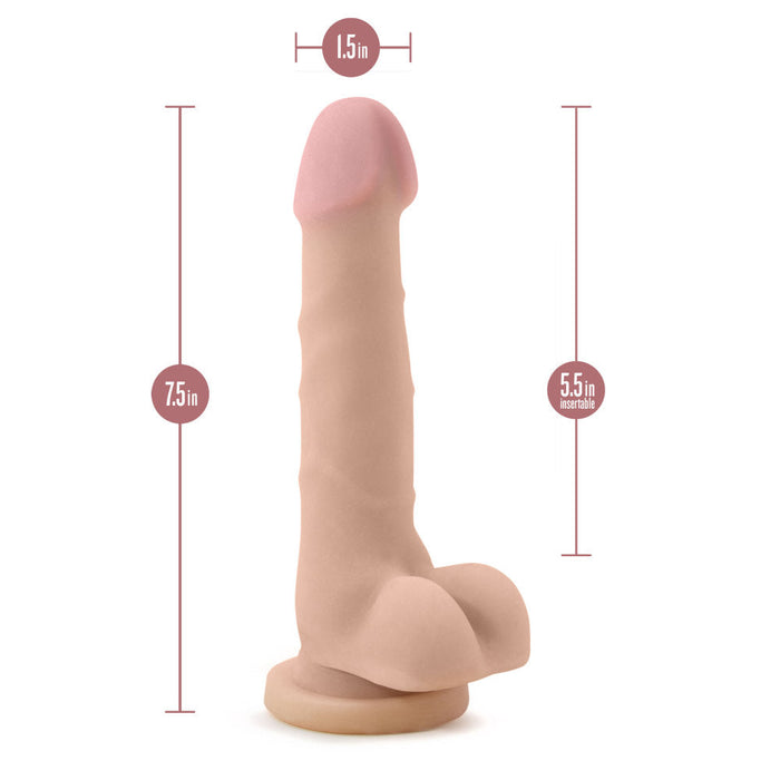 Eden 7" Long Beige Ridged Rigid Realistic Dildo With Suction Cup Base