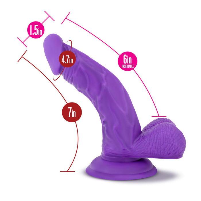 Eden 7" Long Purple Silicone Curved Realistic Dildo With Balls & Suction Cup Base