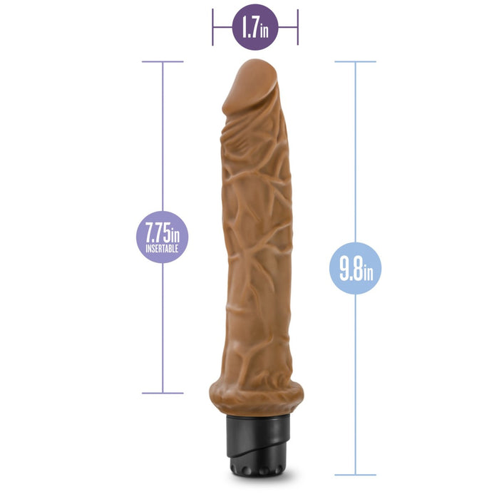 Eden 9.5" Long Brown Ridged Realistic 1 Mode Vibrating Dildo