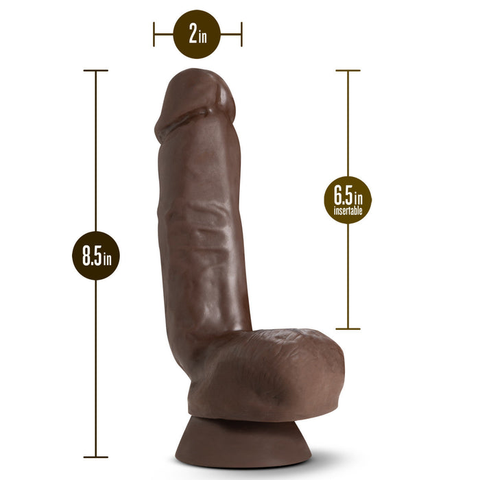 Eden 8" Long Brown Ridged Suction Realistic Dildo With Suction Cup Base