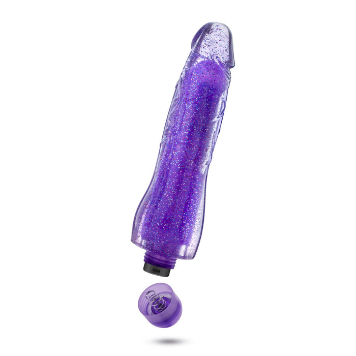 Eden 9" Long Glow In The Dark Purple Ridged 1 Mode Vibrating Dildo