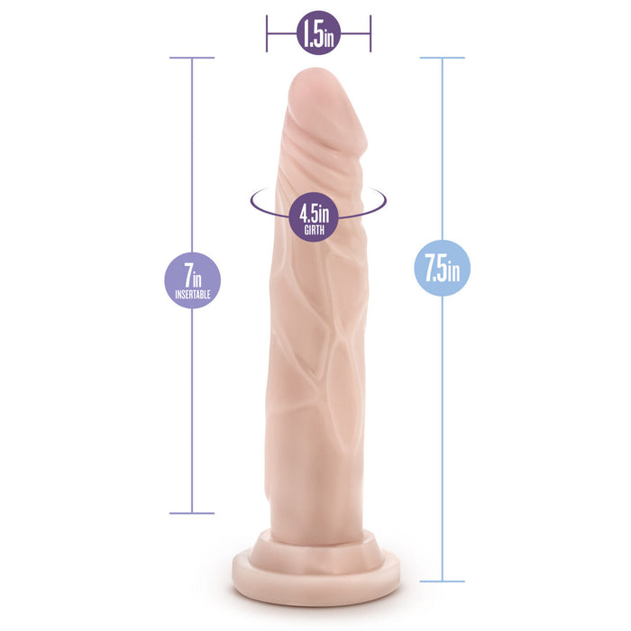 Eden 7" Long Beige Silicone Ridged Suction Realistic Dildo