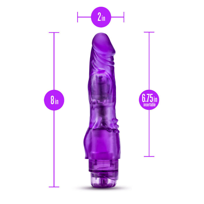 Eden 8" Long Purple Realistic Multispeed Vibrating Dildo