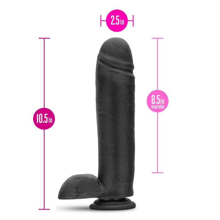 Eden 10.5" Long Black Realistic Dildo With Balls & Suction Cup Base