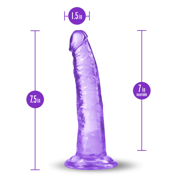 Eden 7.5" Long Purple Ridged Realistic Dildo With Suction Cup Base