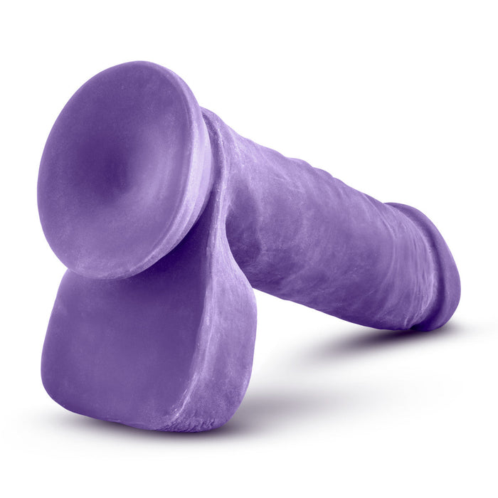 Eden 8" Long Purple Rigid Realistic Dildo With Balls & Suction Cup Base