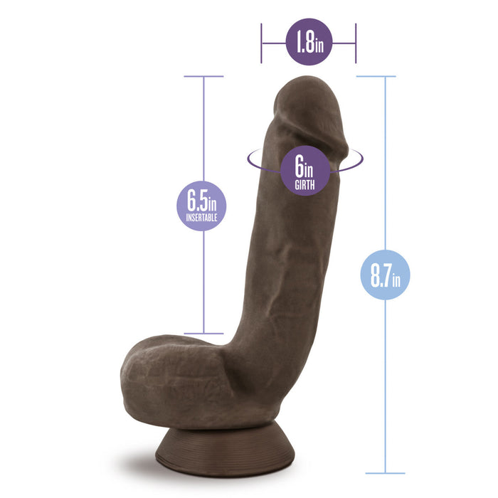 Eden 8.5" Long Brown Rigid Realistic Dildo With Balls & Suction Cup Base