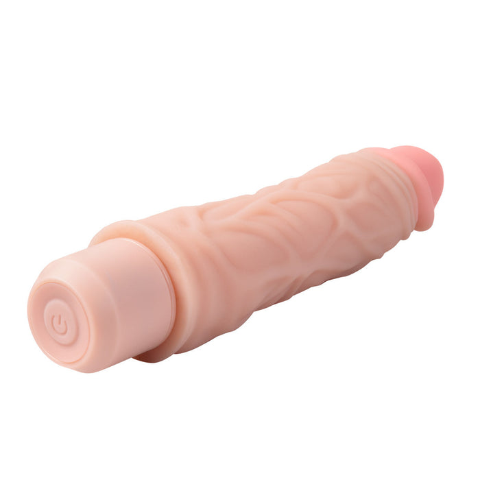 Eden 8" Long Beige Silicone Curved G Spot 10 Mode Vibrating Dildo