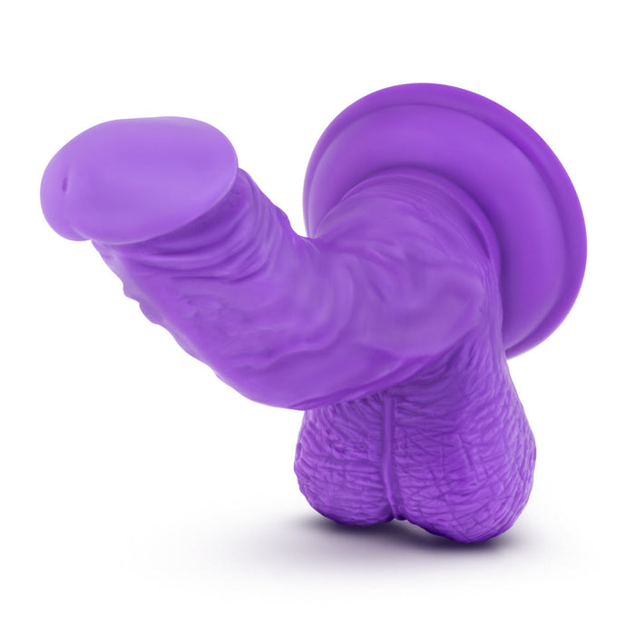 Eden 7" Long Purple Silicone Curved Realistic Dildo With Balls & Suction Cup Base