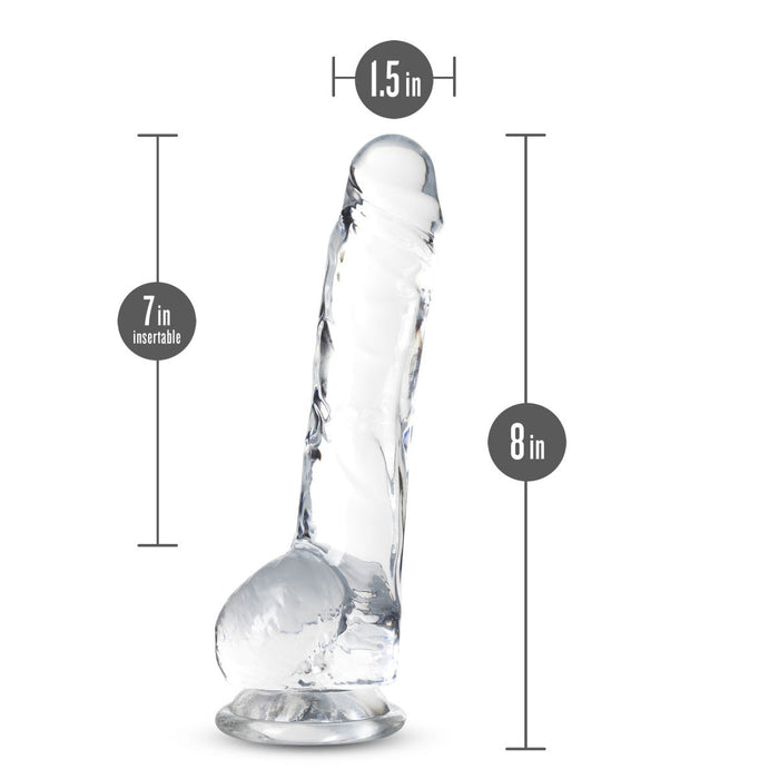 Eden 8" Long Clear Realistic Dildo With Balls & Suction Cup Base