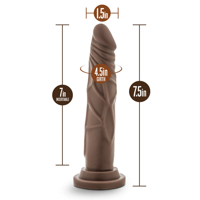 Eden 7.5" Long Posable Brown Silicone Realistic Dildo With Suction Cup Base