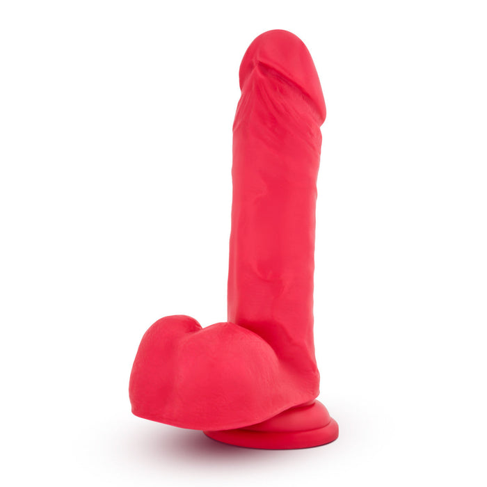 Eden 8" Long Red Silicone Realistic Dildo With Balls & Suction Cup Base