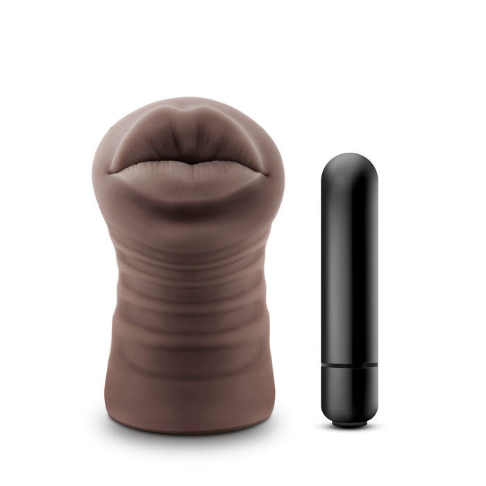 Adult Sex Toys Vibrating Pocket Pussy Masturbator - Brown