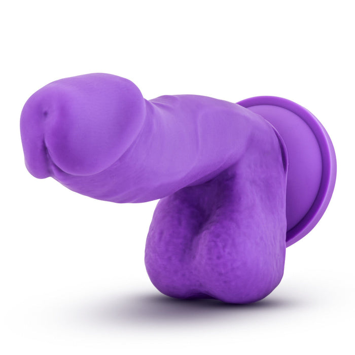 Eden 7" Long Silicone Purple Realistic Curved Dildo With Balls & Suction Cup Base