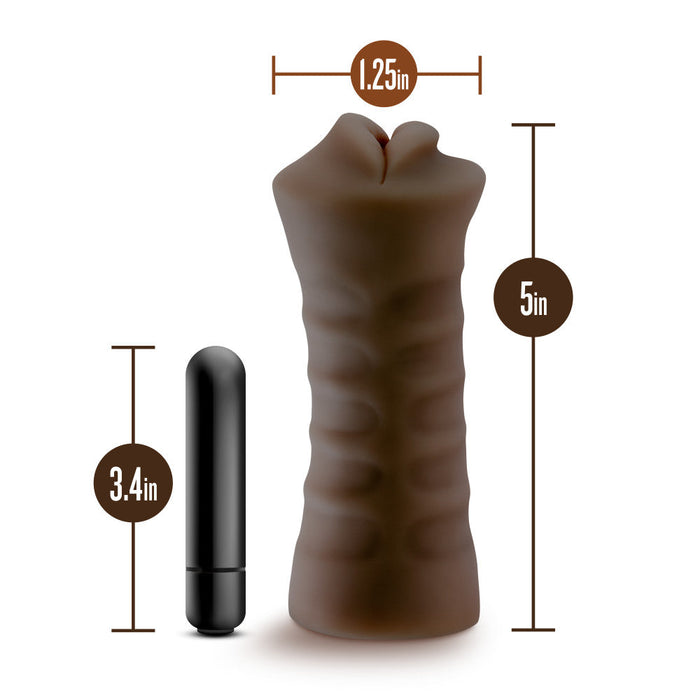 Eden Vibrating Pocket Pussy Masturbator - Brown