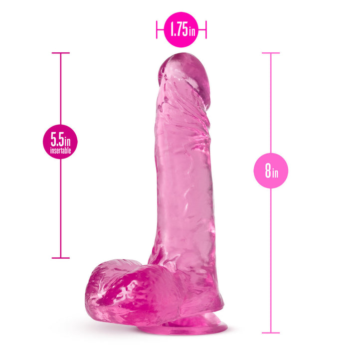 Eden 8" Long Pink Realistic Dildo With Balls & Suction Cup Base