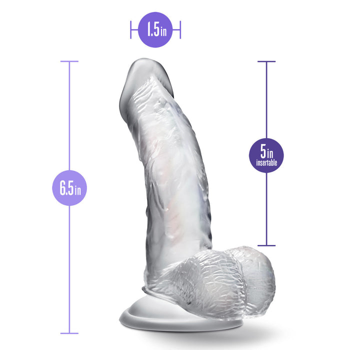 Eden 6.5" Long Clear Curved G Spot Realistic Dildo With Balls & Suction Cup Base