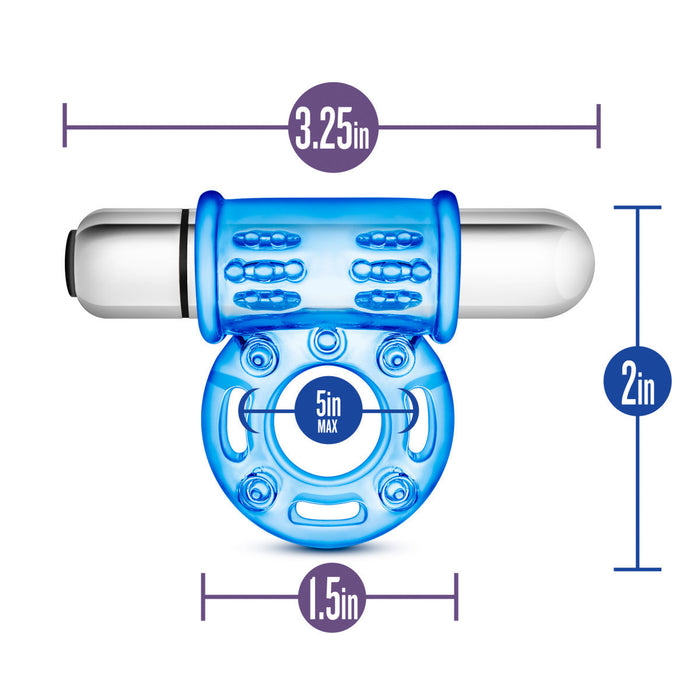 Eden 3-In-1 Blue Soft Ticklers 10 Mode Vibrating Cock Ring