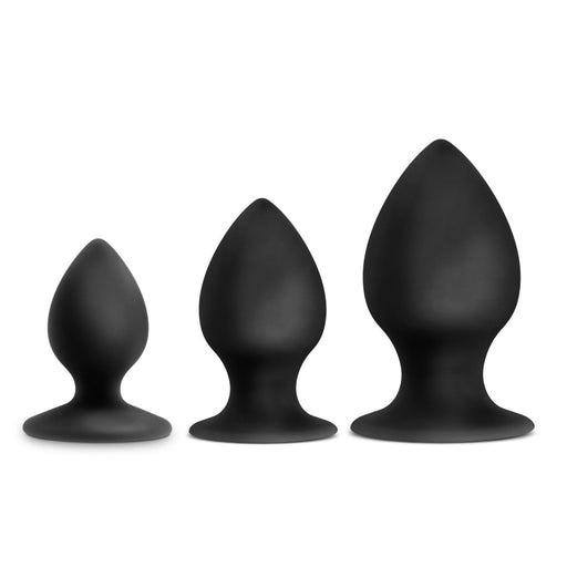 Adult Sex Toys Black Silicone Beginner's Anal Butt Plug (3 Pack)