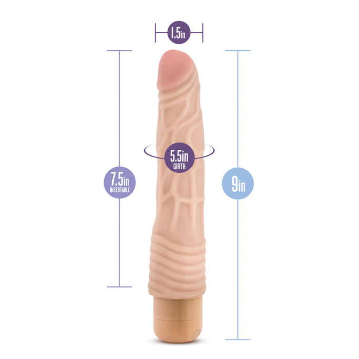 Eden 9" Long Beige Ridged Realistic 1 Mode Vibrating Dildo