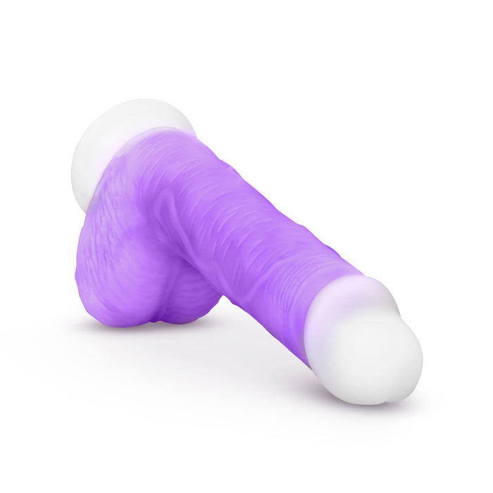 Eden 8.5" Long Glow In The Dark Purple Silicone Realistic Dildo With Suction Cup Base