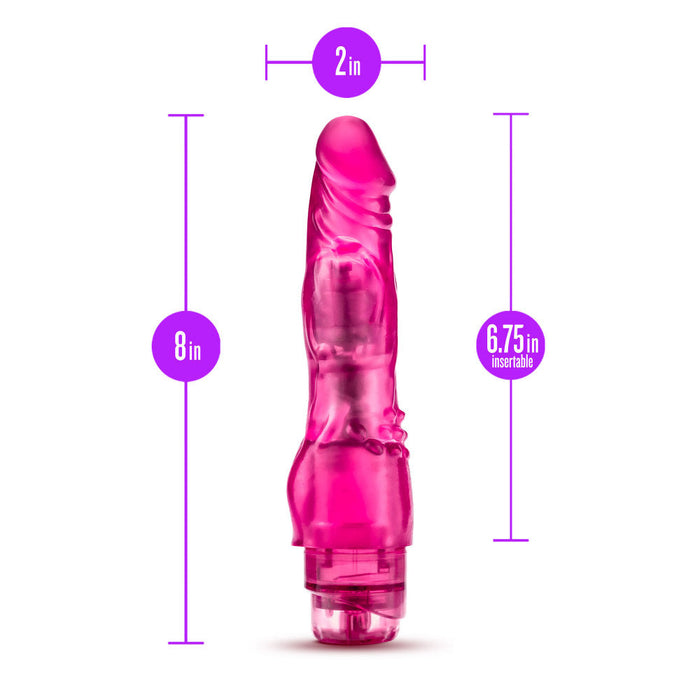 Eden 8" Long Glow In The Dark Pink Ridged 1 Mode Vibrating Dildo