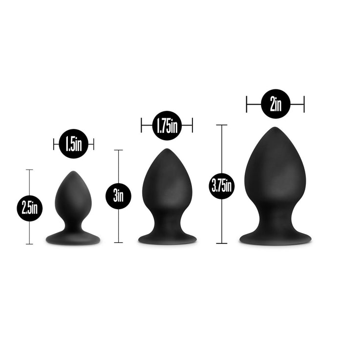 Eden Black Silicone Beginner's Anal Butt Plug (3 Pack)