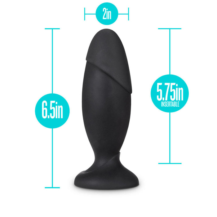 Eden 6" Long Black Silicone With Suction Cup Base Beginner's Anal Butt Plug