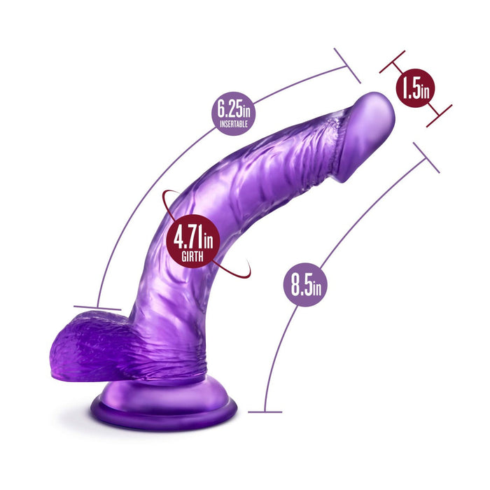 Eden 8.5" Long Purple Curved Realistic Dildo With Balls & Suction Cup Base