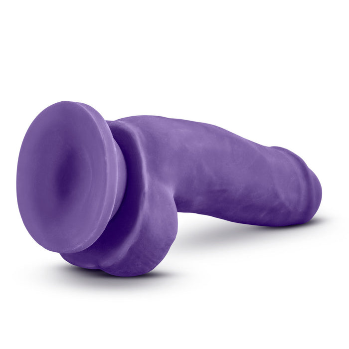 Eden 7" Long Purple Curved Rigid Realistic Dildo With Balls & Suction Cup Base