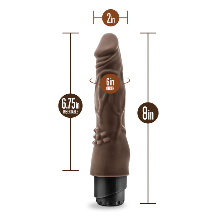 Eden 8" Long Brown Ridged Realistic 1 Mode Vibrating Dildo