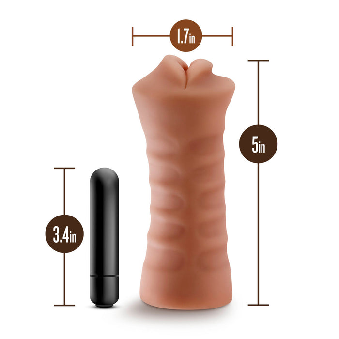 Eden Ultra Soft Brown Realistic Snug Mouth Pocket Pussy Vibrating Masturbator