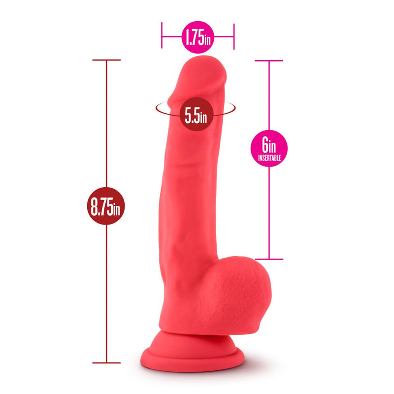 Eden 8.75" Long Red Silicone Realistic Dildo With Balls & Suction Cup Base