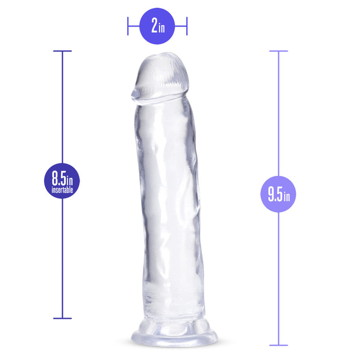 Eden 9.5" Long Clear Realistic Dildo With Balls & Suction Cup Base