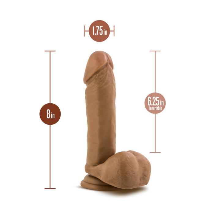 Eden 8" Long Brown Realistic Dildo With Balls & Suction Cup Base