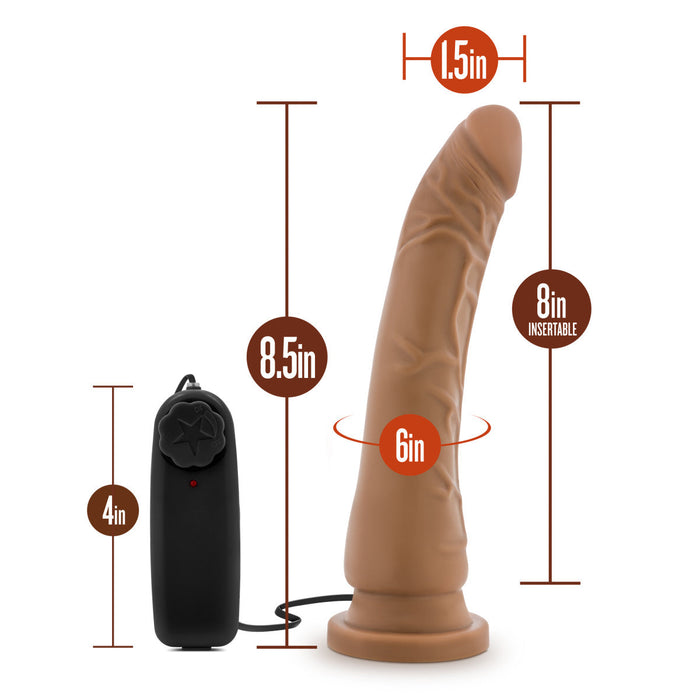 Eden 8.5" Long Brown With Suction Cup Base Ridged Suction Realistic Vibrating Dildo With Suction Cup Base