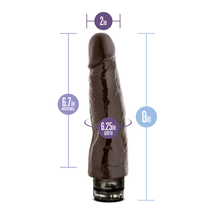 Eden 8" Long Brown Ridged Realistic 1 Mode Vibrating Dildo