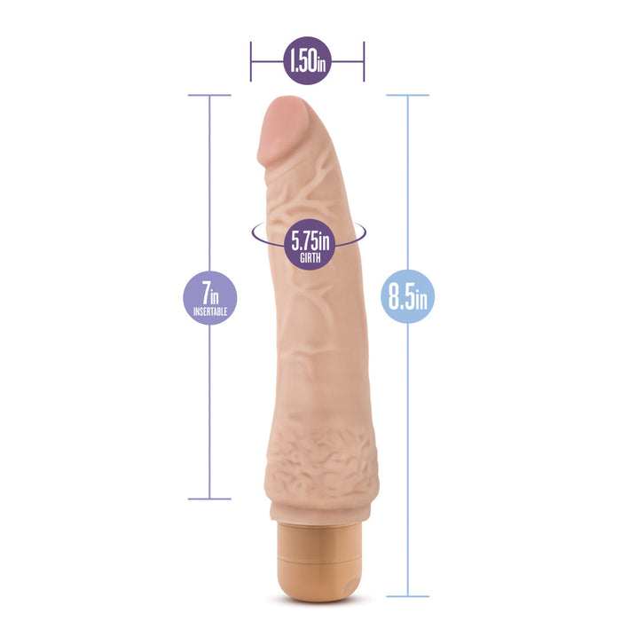 Eden 8.5" Long Beige Ridged Realistic 1 Mode Vibrating Dildo