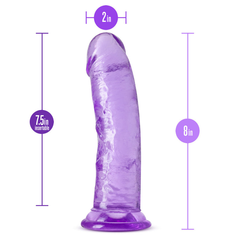 Eden 8" Long Purple Realistic Dildo With Balls & Suction Cup Base