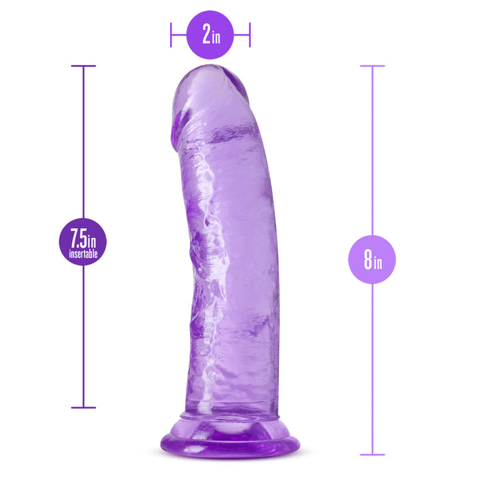 Eden 8" Long Purple Realistic Dildo With Balls & Suction Cup Base