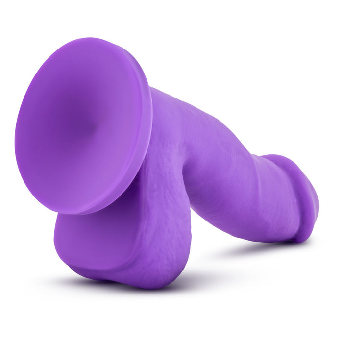 Eden 7" Long Silicone Purple Realistic Curved Dildo With Balls & Suction Cup Base