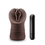 Adult Sex Toys Vibrating Pocket Pussy Masturbator - Brown