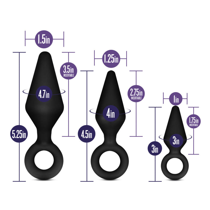 Eden Black Silicone Anal Butt Plug (3 Pack)