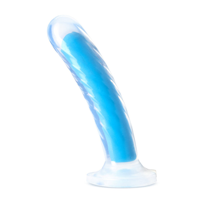 Adult Sex Toys 7" Long Glow In The Dark Blue Silicone Realistic Dildo With Suction Cup Base