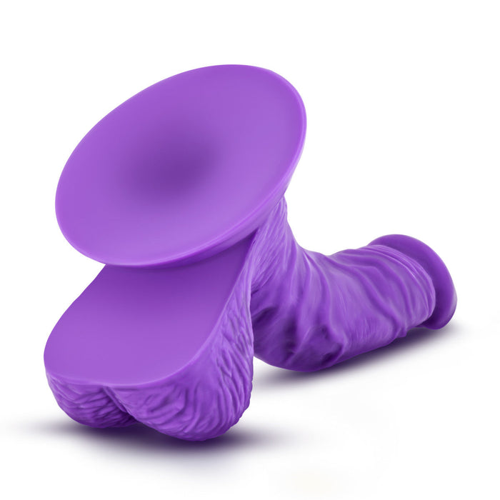 Eden 7" Long Purple Silicone Curved Realistic Dildo With Balls & Suction Cup Base