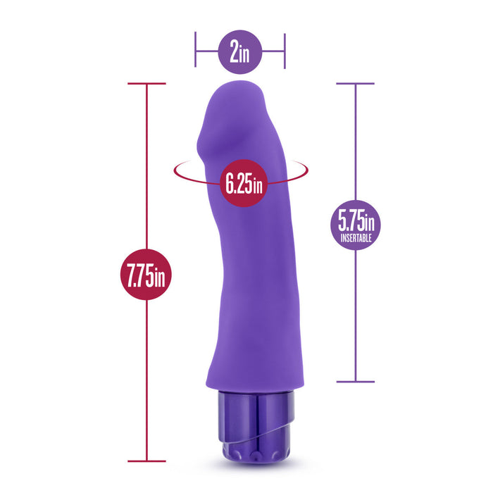 Eden 7.75" Long Purple Silicone Multi-Speed Vibrating Dildo